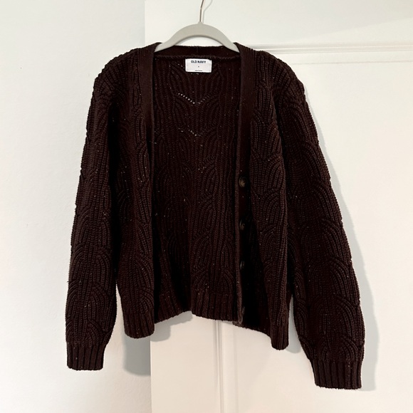 Old Navy Sweaters - Old Navy Dark Brown Cable Knit Cardigan
